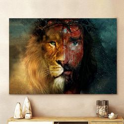 Jesus and lion Jesus Canvas Wall Art, God Canvas Home Decor, Jesus Vintage Canvas, Jesus Canvas,God Canvas,Jesus Poster