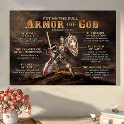 Warrior Of God Put On The Full Armor God Canvas Home Decor, Jesus Vintage Canvas, Jesus Canvas,God Canvas,Jesus Poster