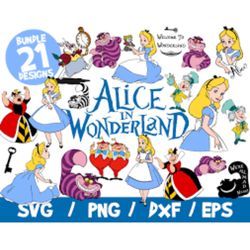 21 Alice in Wonderland SVG Bundle, Alice SVG, Alice in Wonderland Clipart, Alice in Wonderland Svg, Bundle Svg