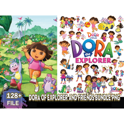 128Files Dora Of Explorer and Friends Bundle Png, Cartoon Svg, Dora Of Explorer, Dora And Friends, Dora Png, Dora Bundle