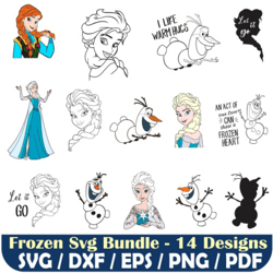 14 Frozen SVG, Frozen Svg Bundle, Anna Svg, Olaf Svg, Frozen Silhouette, Frozen Clipart, Instant Download