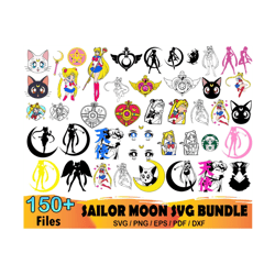Sailor Moon Svg Bundle, Sailor Moon Svg, Sailor Moon Clipart, Sailor Moon Characters, Anime Clipart