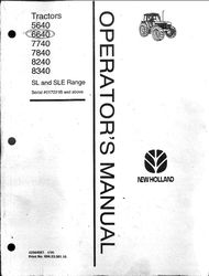 Ford 5640 6640 7740 7840 8240 8340 Tractor Operator's Manual