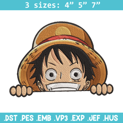 Luffy Peeker Embroidery Design, One piece Embroidery, Embroidery File, Anime Embroidery, Anime shirt, Digital download