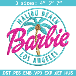 Malibu Beach Barbie Los Angeles Embroidery design, Barbie Embroidery, Embroidery File, logo design, Digital download.