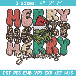 Merry Grinch Embroidery design, Grinch Christmas Embroidery, Grinch design, Embroidery File, Digital download.