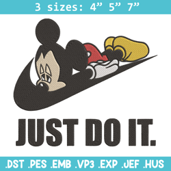 Mickey just do it Embroidery Design, Mickey Embroidery, Embroidery File, Nike Embroidery, Anime shirt, Digital download