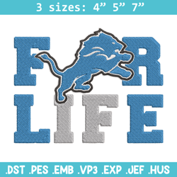 Detroit Lions For Life embroidery design, Detroit Lions embroidery, NFL embroidery, sport embroidery, embroidery design.
