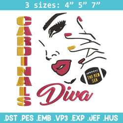 Diva Arizona Cardinals embroidery design, Cardinals embroidery, NFL embroidery, sport embroidery, embroidery design.