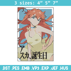 Asuka poster Embroidery Design, Evangelion Embroidery, Embroidery File, Anime Embroidery, Anime shirt, Digital download