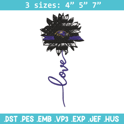 Baltimore Ravens Flower love embroidery design, Ravens embroidery, NFL embroidery, sport embroidery, embroidery design.