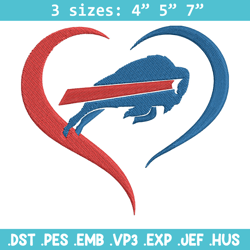 Buffalo Bills Heart embroidery design, Buffalo Bills embroidery, NFL embroidery, sport embroidery, embroidery design.