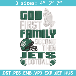 God first family second then New York Jets embroidery design, New York Jets embroidery, NFL embroidery, sport embroidery