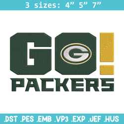 Green Bay Packers Go embroidery design, Packers embroidery, NFL embroidery, logo sport embroidery, embroidery design.
