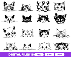 Peeking Cat Svg, Cat SVG, Black cat svg, Peeking cat clipart, Peeping cat SVG, Striped kittens Svg, Fur Kitten Svg, Cat