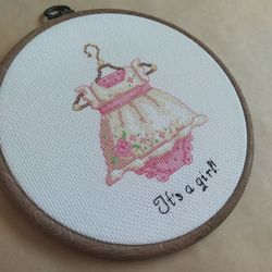 Handmade Welcome little one painting, Baby Birth wall art, for home decor, finished cross stitch