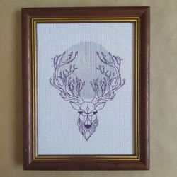Handmade Deer painting, Wild Animal wall art, for home decor, finished cross stitch