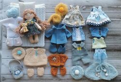 Textill Rad doll 5 inch with Set clothes, Textill baby doll, Organik cotton doll, Tiny stuffed doll, Baby soft doll