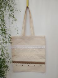 Tortoise Daily Canvas Bag, Plastic Reduction, Environmental Protection, Love the Earth, beige tote bag with a pocket