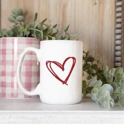 heart doodle valentines day coffee mug| valentine mug| valentines gift| valentines day gift for her| galentines day