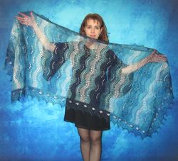 Bright colorful embroidered women's scarf, Warm Russian shawl, Orenburg wool wrap, Kerchief, Stole, Cape, Gift for her