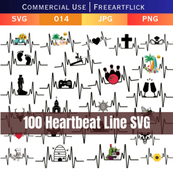 Heartbeat Line SVG Files, Heartbeat Pulse Clip Art, Heartbeat SVG, Heart SVG, For Cricut, For Silhouette