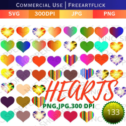 Heart Clipart, Heart Clip Art, Colorful Heart, Love Clipart, Rainbow Heart, Valentine'S Day, Heart Png, Digital Hearts
