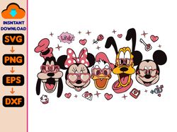 Valentines Day Mouse And Friends Svg, Valentine Hearts Svg, Retro Valentines Day, Valentines Day, Magical Valentine Svg