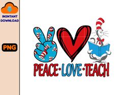 Peace, Love, Teach Inspired , Cat in the Hat Png, Dr. Seuss Png, Dr.Seuss read book