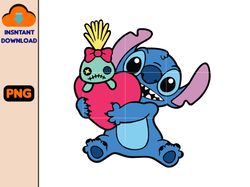 Stitch Png, Stitch Valentine Png, Couple Valentine Png, Valentine Character Png, Valentine Movie Cartoon Png (5)