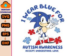 Autism Cartoon Svg, I Wear Blue For Autism Awareness Svg, Awareness Svg, Be Kind Svg, Puzzle Svg, Autism Kid , Game Svg