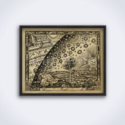 Flammarion engraving Antique flat earth map printable art print poster Digital Download