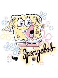 spongebob squarepants airbrushed vintage floral