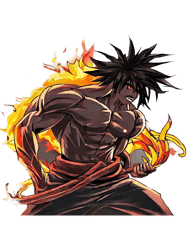Muscular anime man with fire Premium
