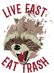 Live Fast Eat Trash Angry Raccoon Face Textured