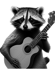Raccoon wielding ukulele
