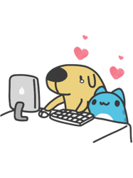 bugcat capoo and the dog in love with the computer