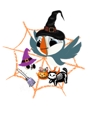 Puffin rock Halloween repeated pattern