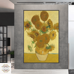 Van Gogh Sunflowers Wall Art, Van Gogh Art, Huge Canvas Home Decor, Sunflowers Canvas, Vincent Van Gogh Wall Art, Sunflo