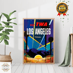 los angeles vintage travel canvas colorful eclectic vibrant print trendy living room retro america hollywood wall art de