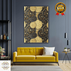 Modern Stylish Decorative Gold with Embossed Effect Roll Up Canvas, Stretched Canvas Art, Framed Wall Art Painting