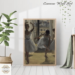 vintage ballerinas dancers muted tone painting farmhouse retro neutral antique girls room wall art decor canvas frame pr