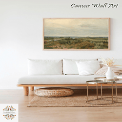 vintage landscape painting french country decor farmhouse pond lake river field retro summer wall art canvas framed prin