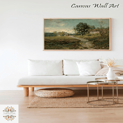 vintage village summer french country decor farmhouse spring landscape painting retro house wall art canvas frame printe