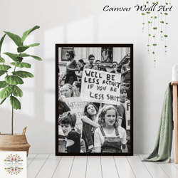 vintage women's rights protest feminist print teen girl room decor womens rights black & white retro photography poster