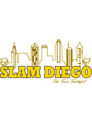 Slam Diego - San Diego City Skyline (Gold) - The Friar Faithful
