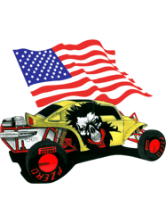 Yellow Buggy. American flag