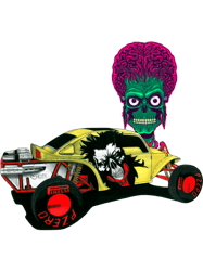 Yellow Buggy. Mad zombie skull