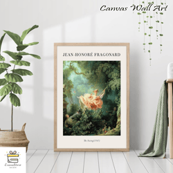 Jean-Honor Fragonard The Swing Exhibition Canvas Whimsical Vintage Dreamy Canvas Print Framed Famous Oil Painting Aesthe