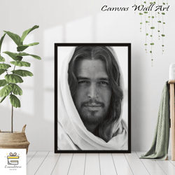 jesus christ portrait canvas black and white vintage retro photography print canvas framed christian gift living room wa